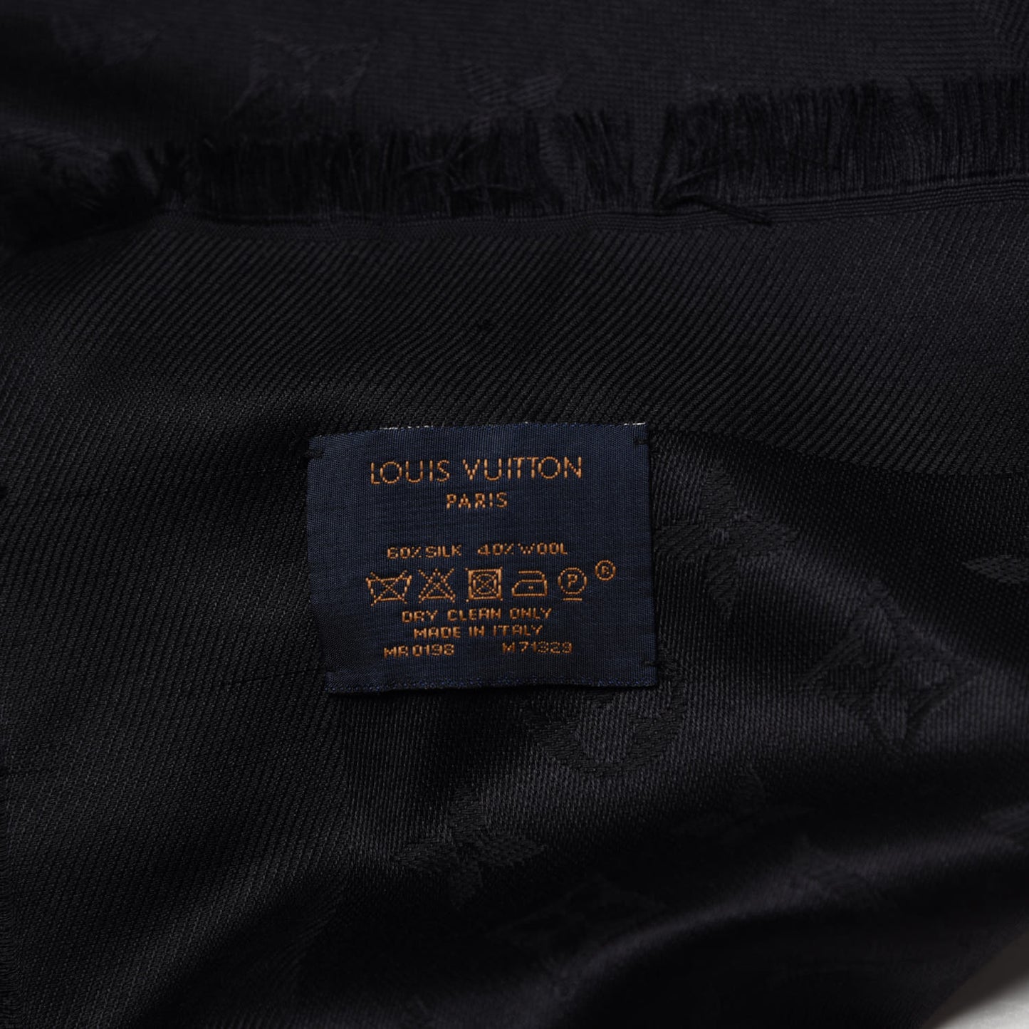 Silk Wool Monogram Shawl Black