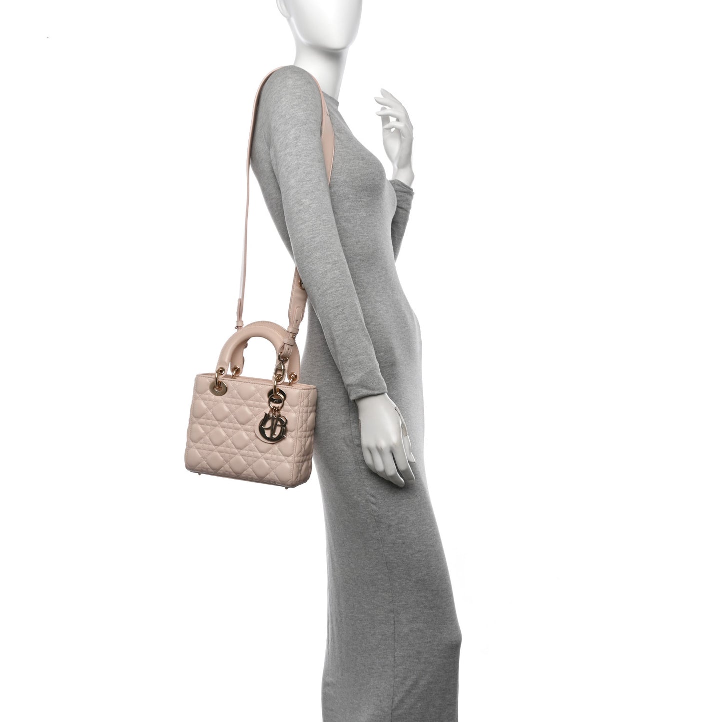 Lambskin Cannage Small Lucky Badges My Lady Dior Pink