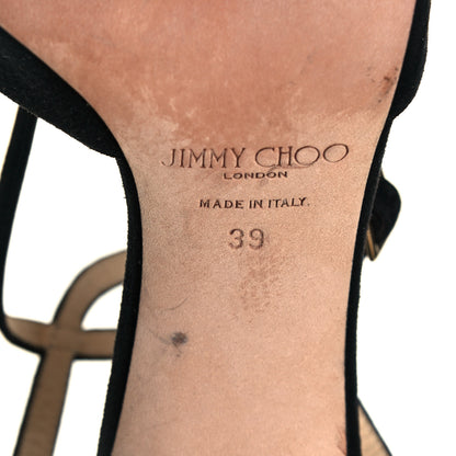 Jimmy Choo Suede Sacora 100 Sandals 39 Black 6 of 7