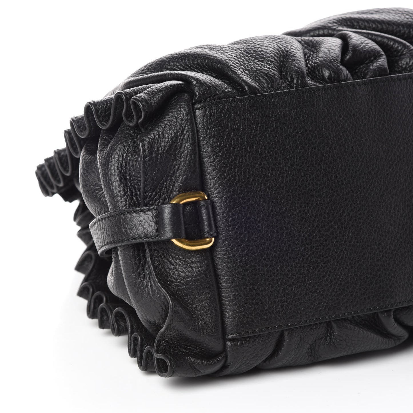Calfskin Ruffled Miss Rouche Tote Black
