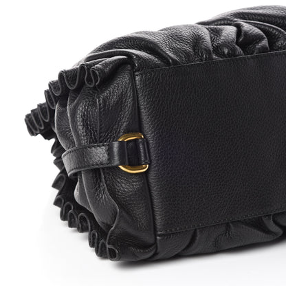 Dolce & Gabbana Calfskin Ruffled Miss Rouche Tote Black 5 of 8