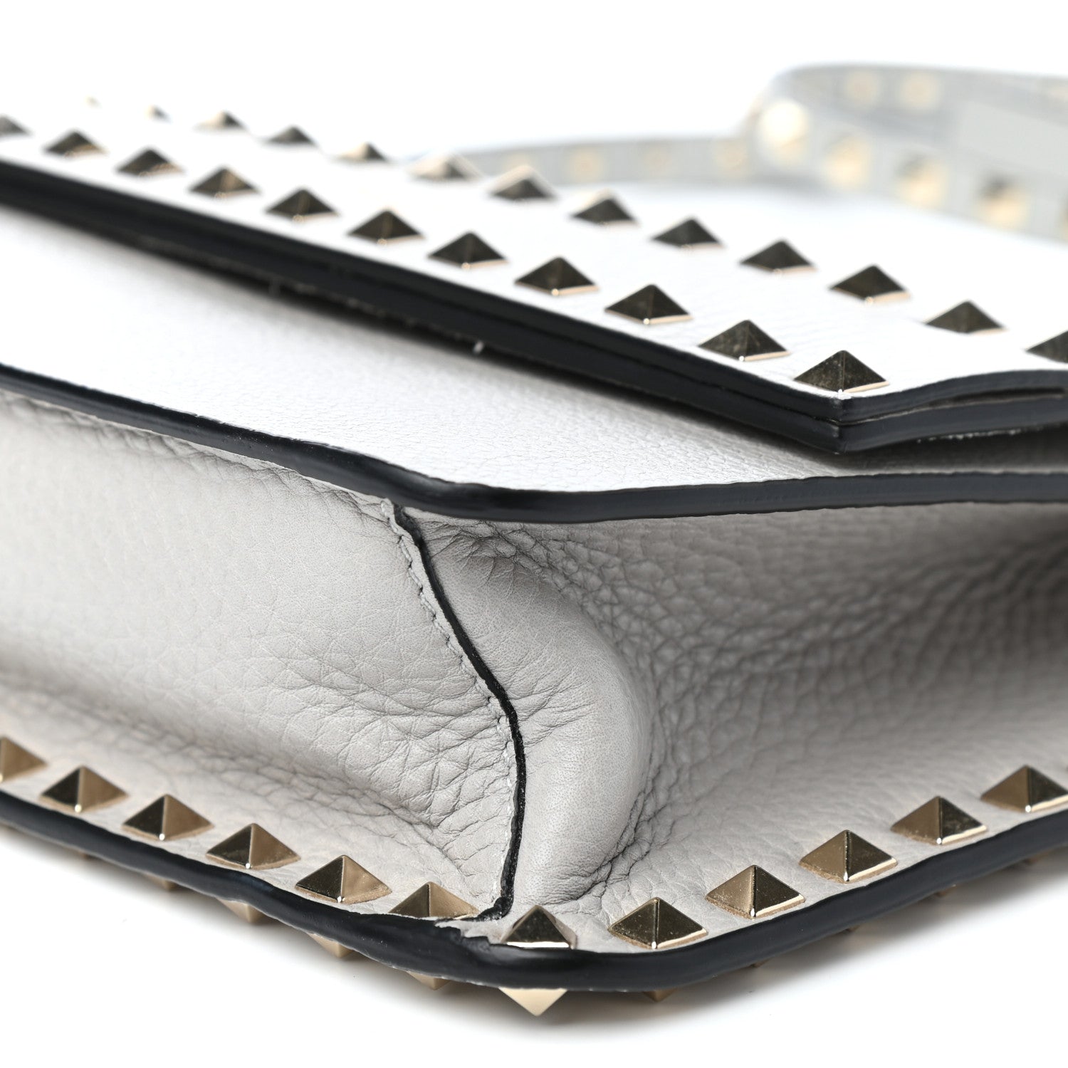 Valentino Garavani Pebbled Calfskin Rockstud Side Slip Crossbody Pastel Grey 14 of 14