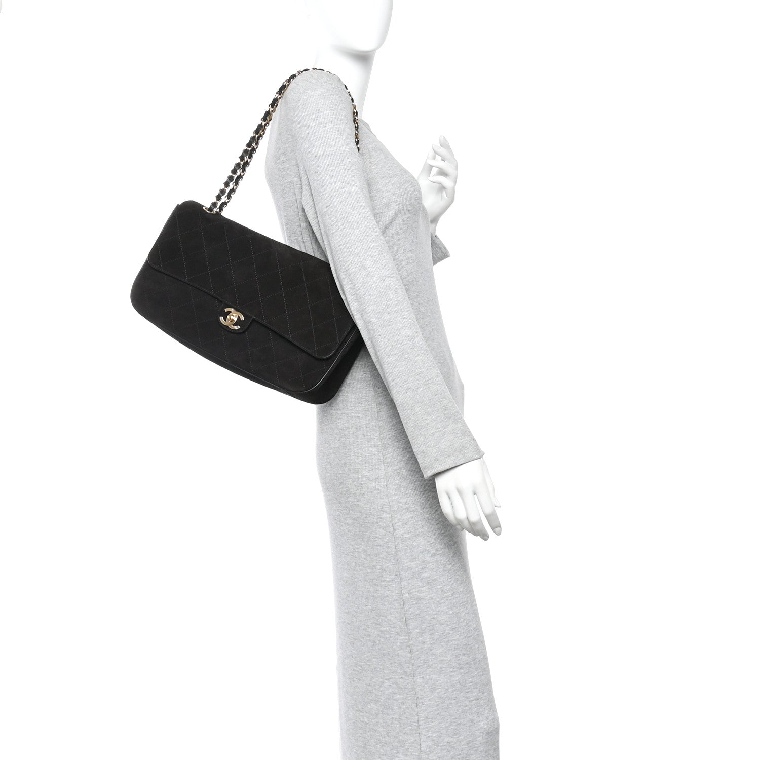 Chanel Suede Calfskin Small Souplissimo Maxi Flap Black 2 of 12