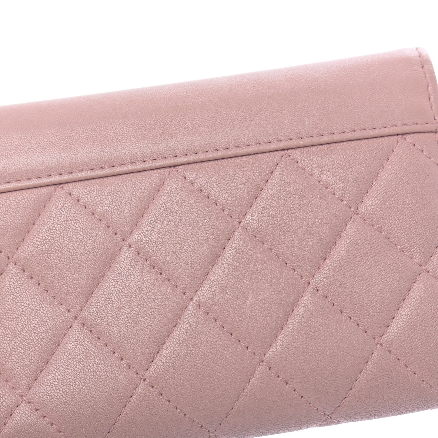 Lambskin Quilted CC Box Flap Wallet Light Pink