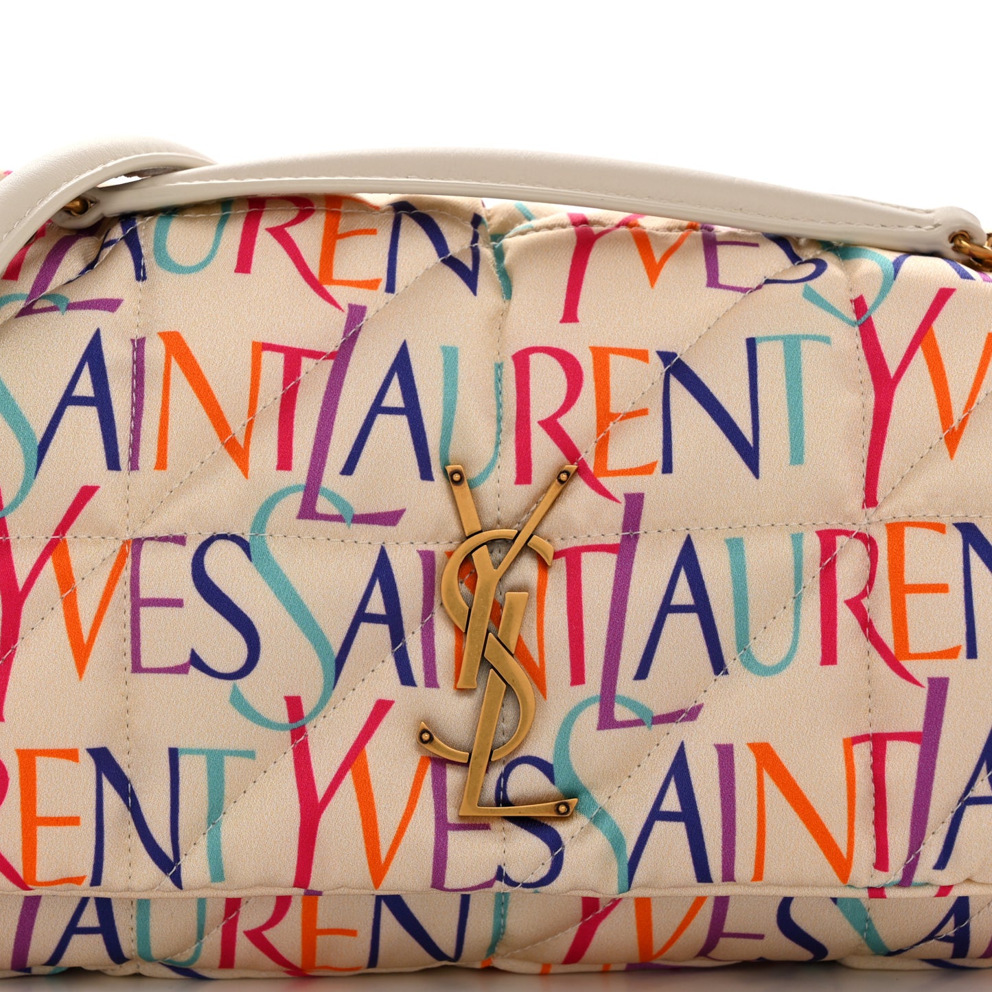 Silk Carre Rive Gauche Print Patchwork Monogram Medium Jamie Multicolor White