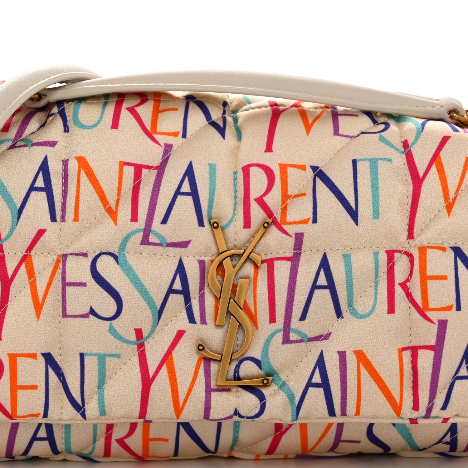 Saint Laurent Silk Carre Rive Gauche Print Patchwork Monogram Medium Jamie Multicolor White 8 of 11