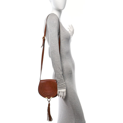 Chloe Calfskin Braided Mini Marcie Round Crossbody Bag Tan 3 of 13