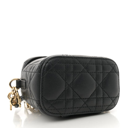 Christian Dior Lambskin Cannage Micro Lady Dior Vanity Case Black 4 of 10
