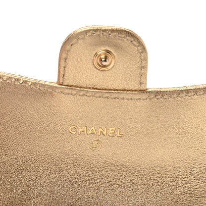 Chanel Metallic Lambskin Quilted Flap Card Holder Wallet Gold 6 of 8