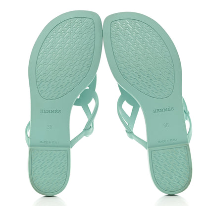 Hermes Rubber Womens Egerie Sandals 36 Vert Embrun 5 of 9