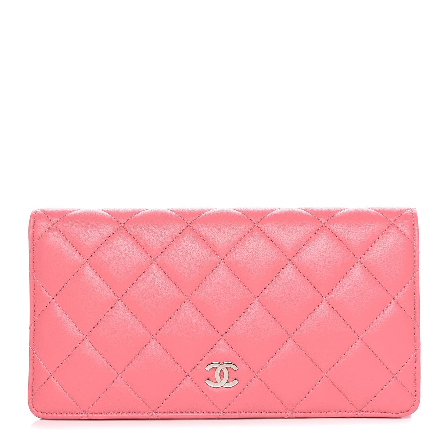 Lambskin Quilted Yen Wallet Dark Pink