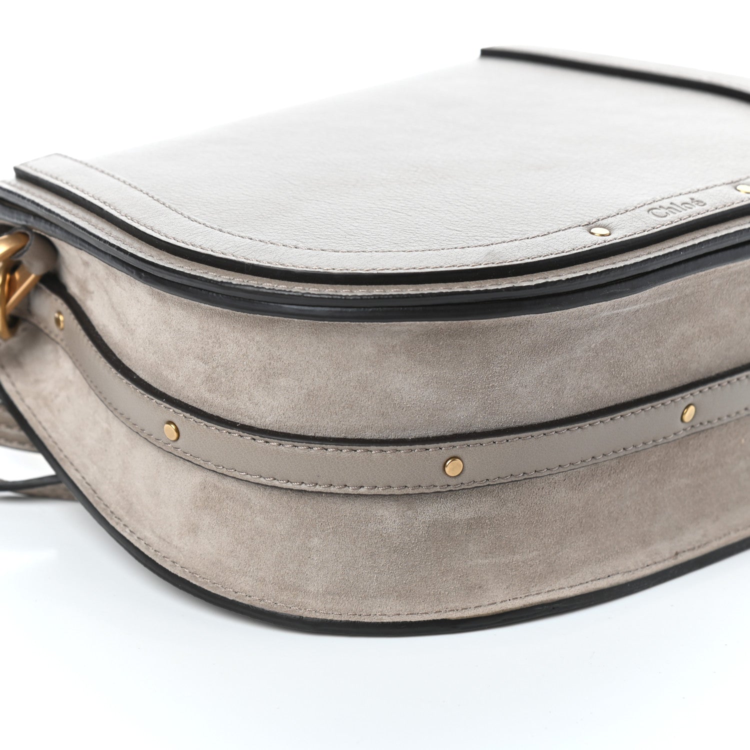 Chloe Calfskin Suede Medium Nile Bracelet Bag Motty Grey 8 of 9