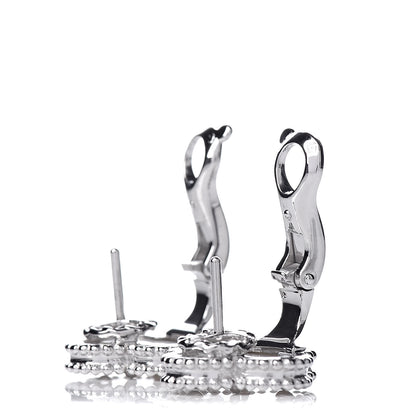Van Cleef & Arpels 18K White Gold Mother of Pearl Vintage Alhambra Earrings 3 of 5