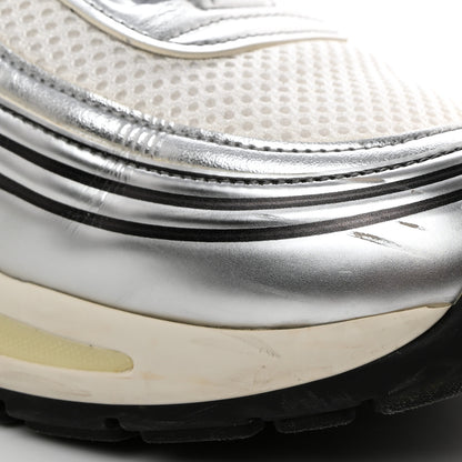Chanel Fabric Laminated Calfskin Stretch CC Womens Sneakers 38.5 White Silver 10 of 11