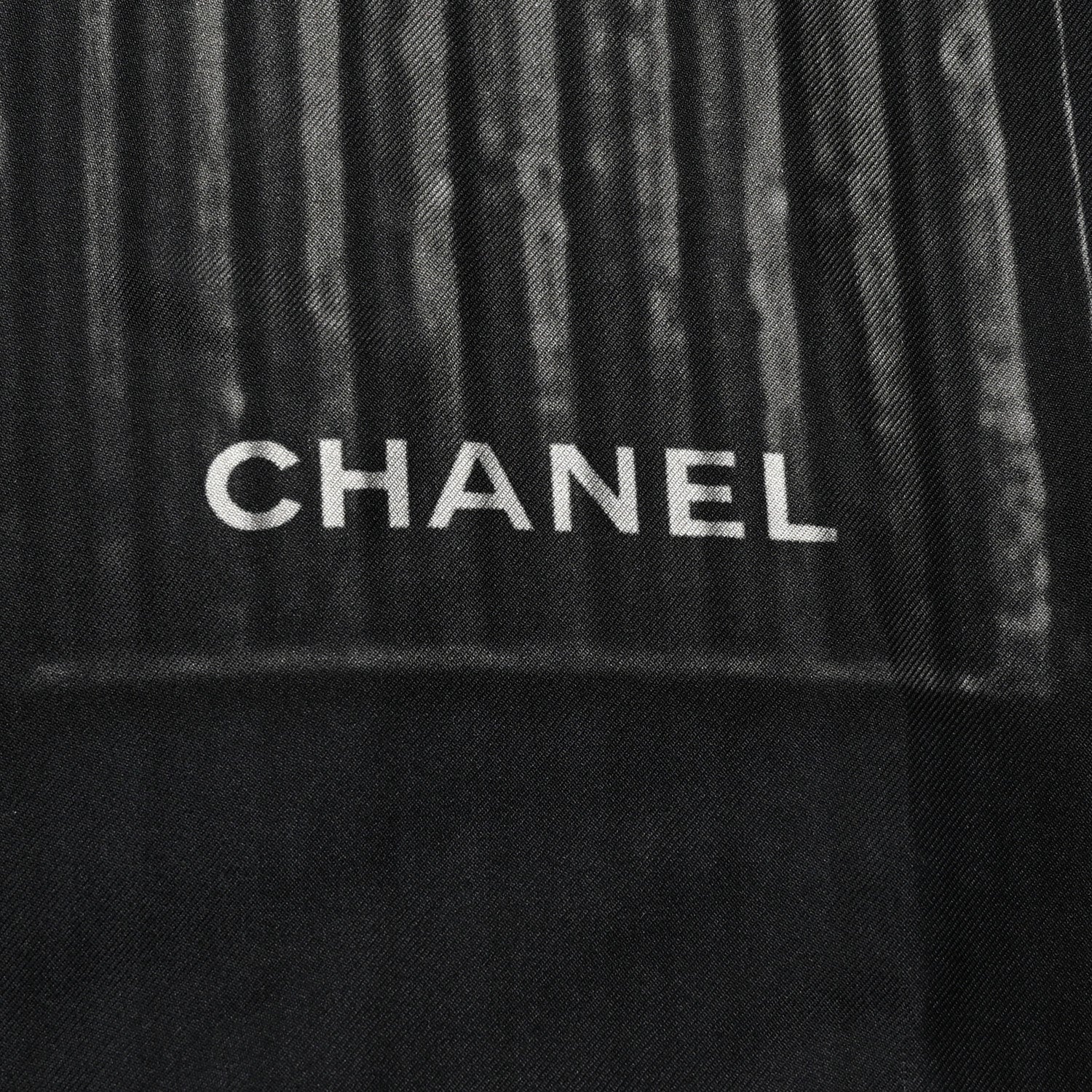Chanel Silk Shipping Container CC Square Scarf Black Grey 4 of 7