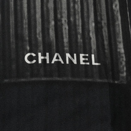Chanel Silk Shipping Container CC Square Scarf Black Grey 4 of 7