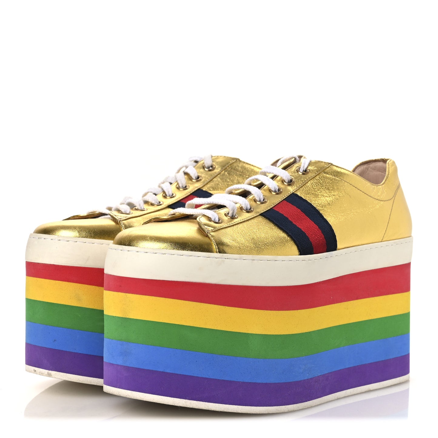 Metallic Nappa Peggy Platform Sneakers 40 Oro Vecchio