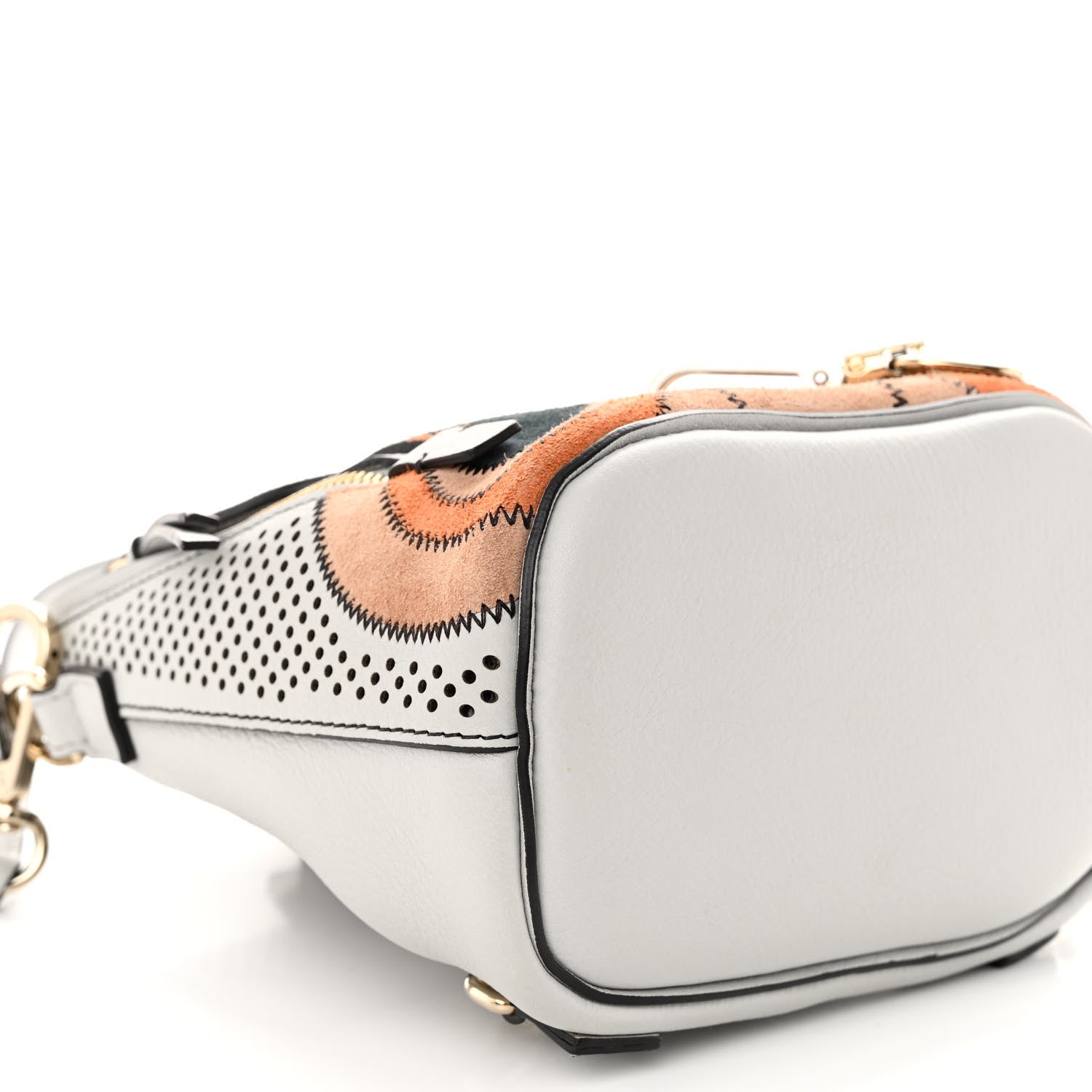 Chloe Calfskin Suede Paisley Patchwork Perforated Mini Faye Backpack Airy Grey 8 of 10
