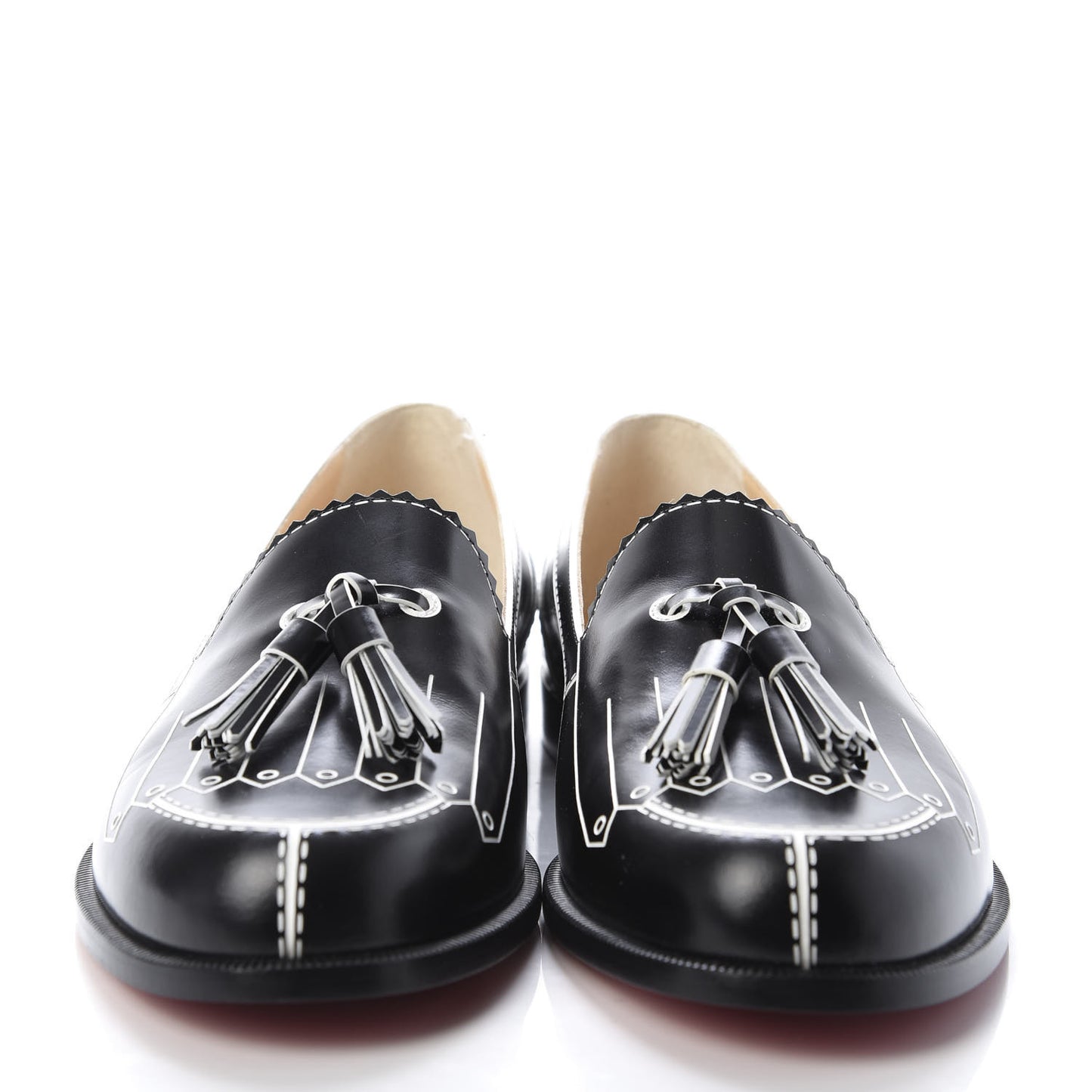 Calfskin Women Trompinetta Trompe L'oeil Loafers 36 Black