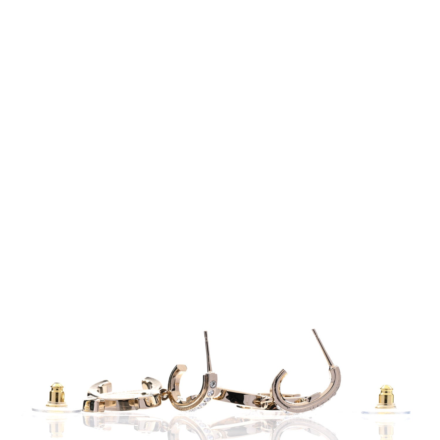 Chanel Crystal CC Drop Earrings Gold 4 of 5