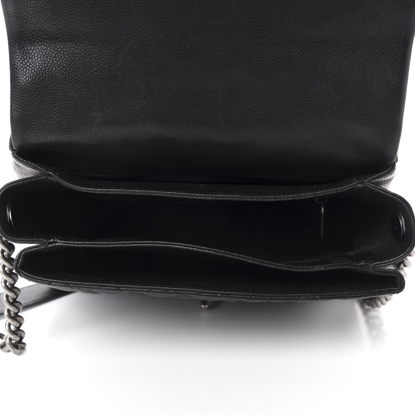 Caviar Quilted Medium Rock In Rome Single Flap Black