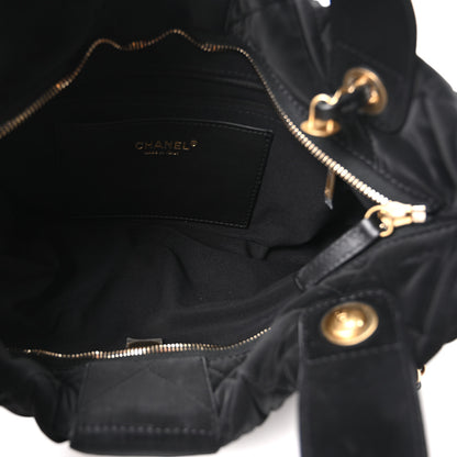 Chanel Velvet Effect Nylon Quilted Bow Bag Black 5 of 11