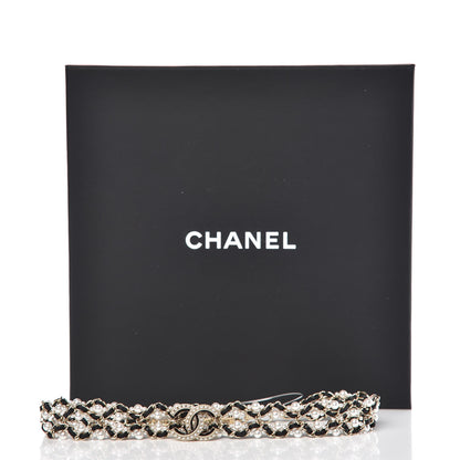 Chanel Pearl Lambskin CC Chain Twist Choker Necklace Black Gold 4 of 4