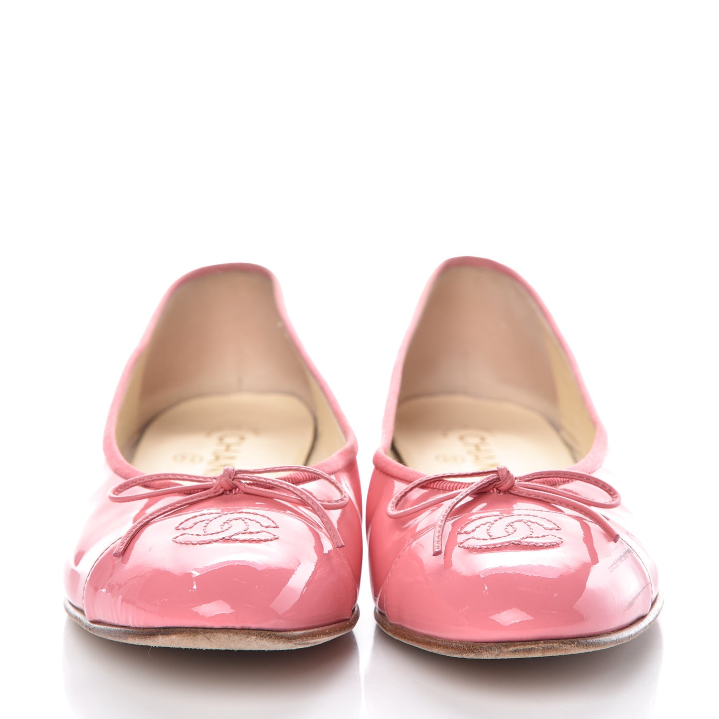 Patent CC Cap Toe Ballerina Flats 39.5 Light Pink