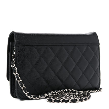 Chanel Grained Calfskin Quilted CC Box Wallet On Chain WOC Black 3 of 17