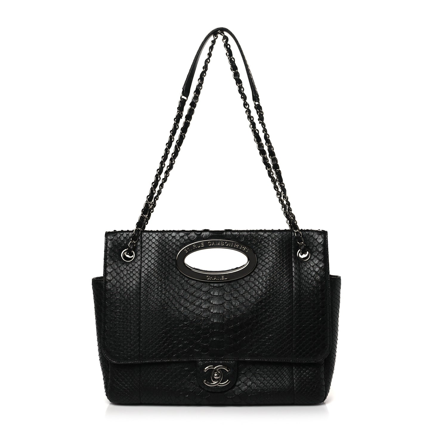 Snakeskin 31 Rue Cambon Maxi Flap Black