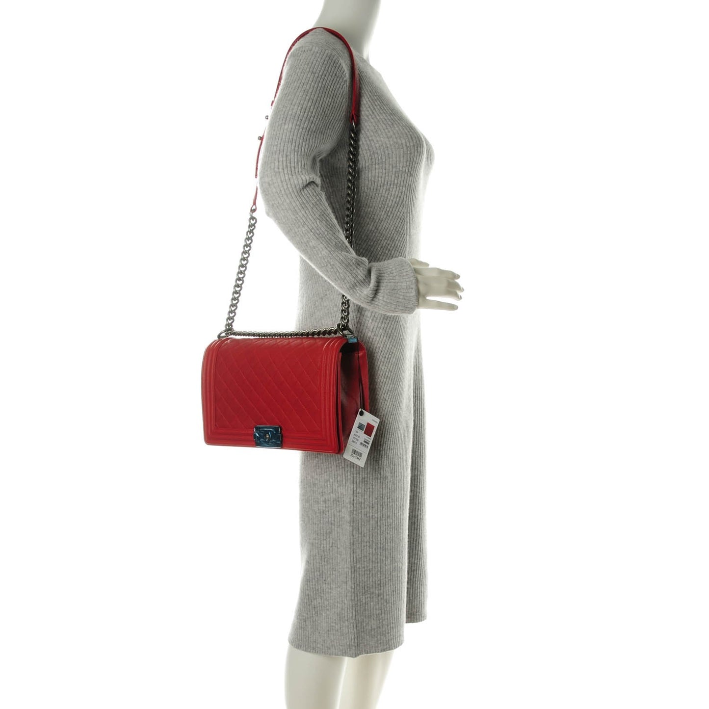 Caviar Quilted New Medium Boy Flap Red