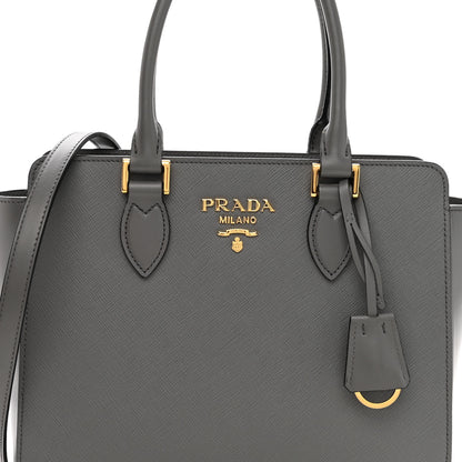 Prada Saffiano Soft Calfskin Small Zippered Tote Marmo 6 of 8