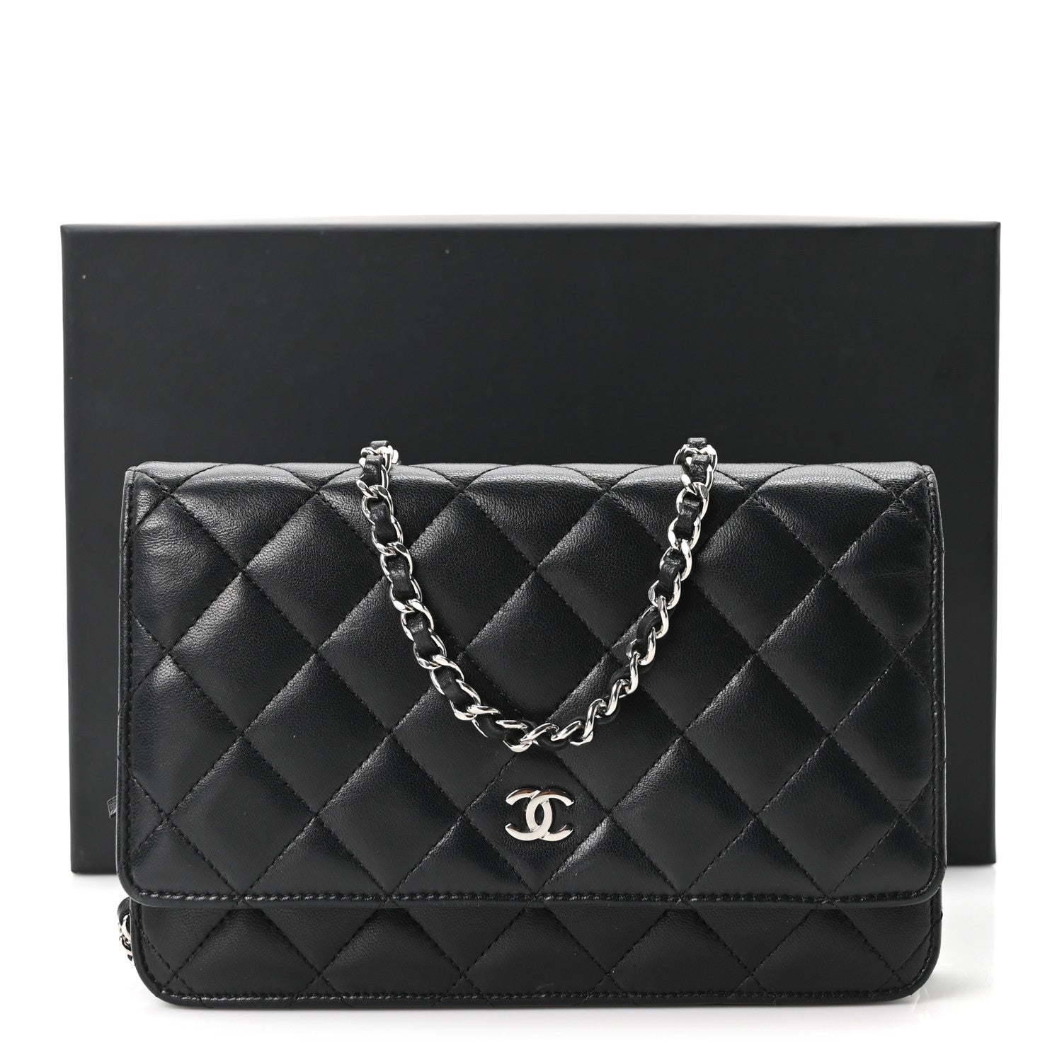 Chanel Lambskin Quilted Wallet On Chain WOC Black 11 of 11