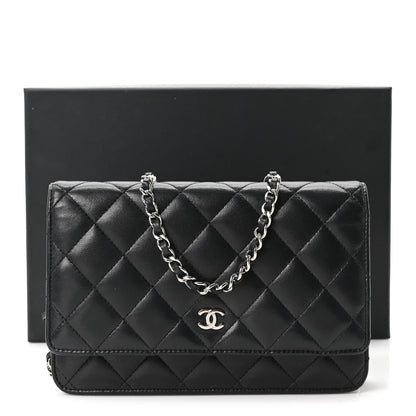 Chanel Lambskin Quilted Wallet On Chain WOC Black 11 of 11