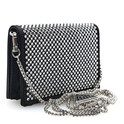 Prada Satin Crystal Metal Triangle Logo Card Holder With Strap Cristal 3 of 10