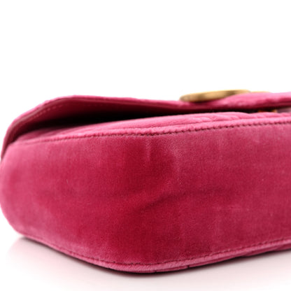 Gucci Velvet Matelasse Mini GG Marmont Shoulder Bag Light Raspberry Rose 9 of 10
