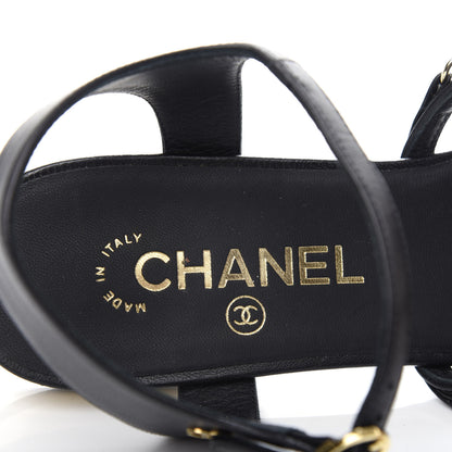 Chanel Lambskin CC Chain Sandals 37.5 Black 8 of 11