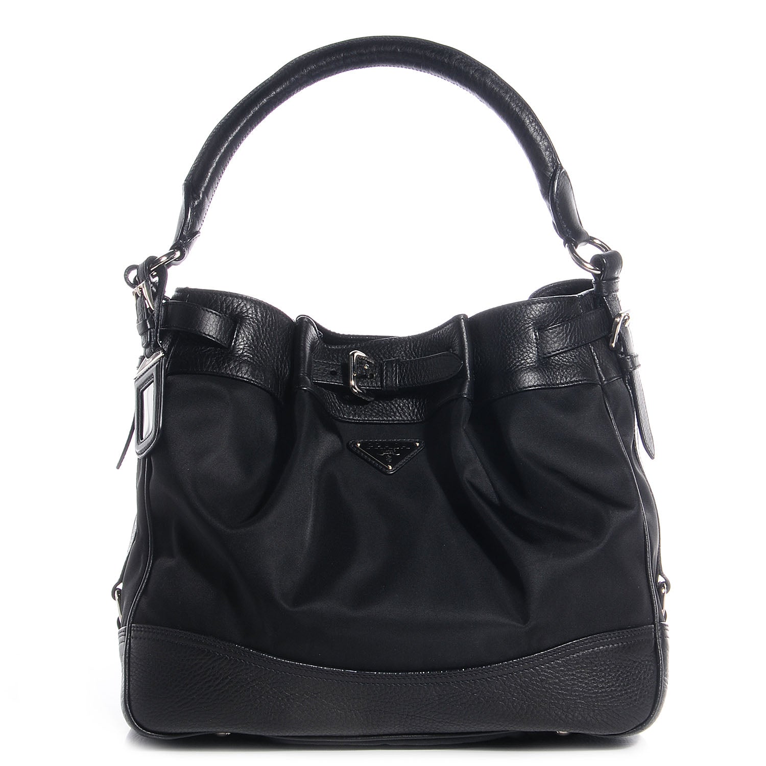 Prada Cervo Tessuto Nylon Belted Hobo Nero Black 1 of 8