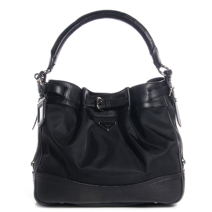 Prada Cervo Tessuto Nylon Belted Hobo Nero Black 1 of 8