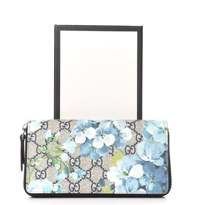 Gucci GG Supreme Monogram Blooms Zip Around Wallet Blue 8 of 8