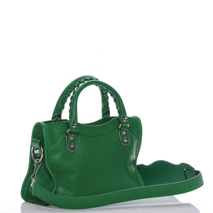 Balenciaga Agneau Silver Metallic Edge Hardware Mini City Vert Emeraude 3 of 7
