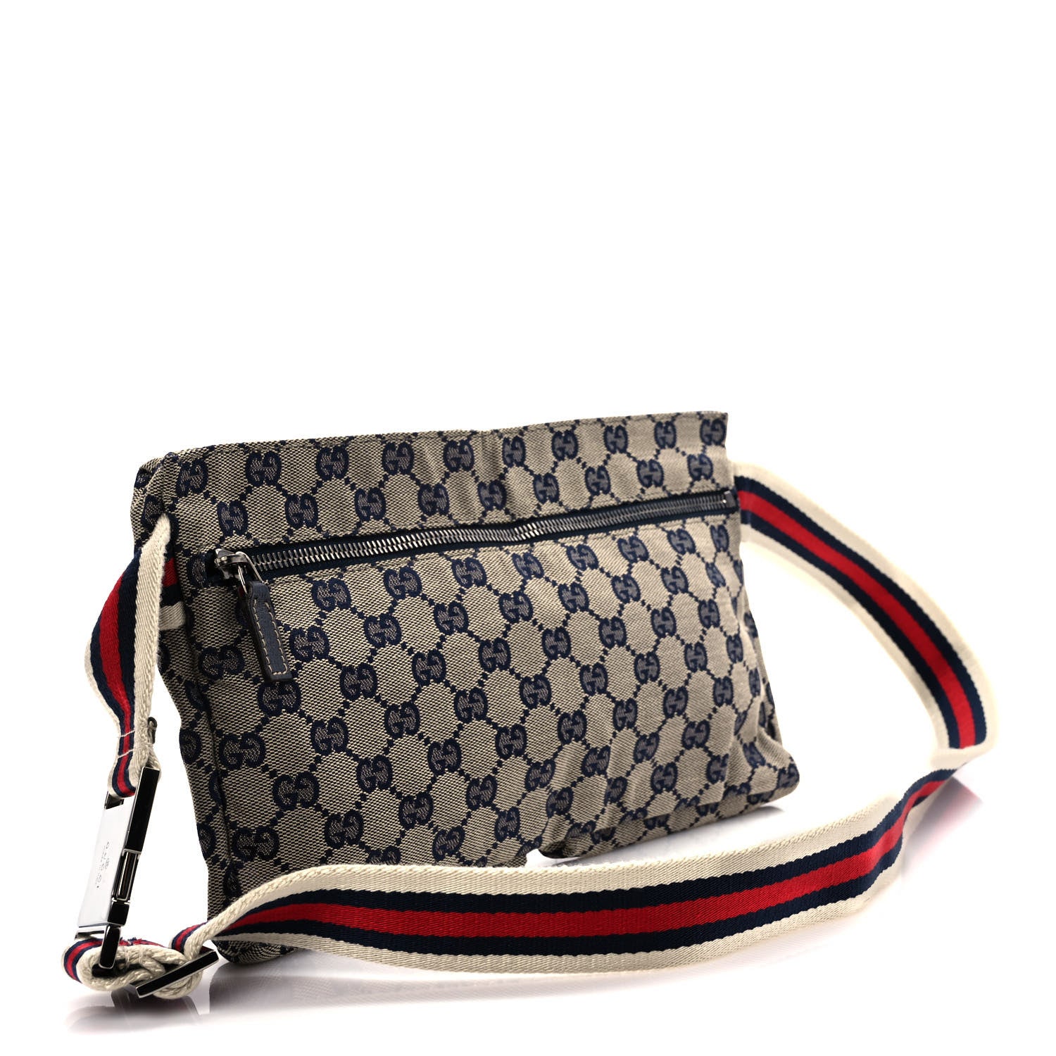 Gucci GG Monogram Web Double Pocket Belt Bag Navy 3 of 8