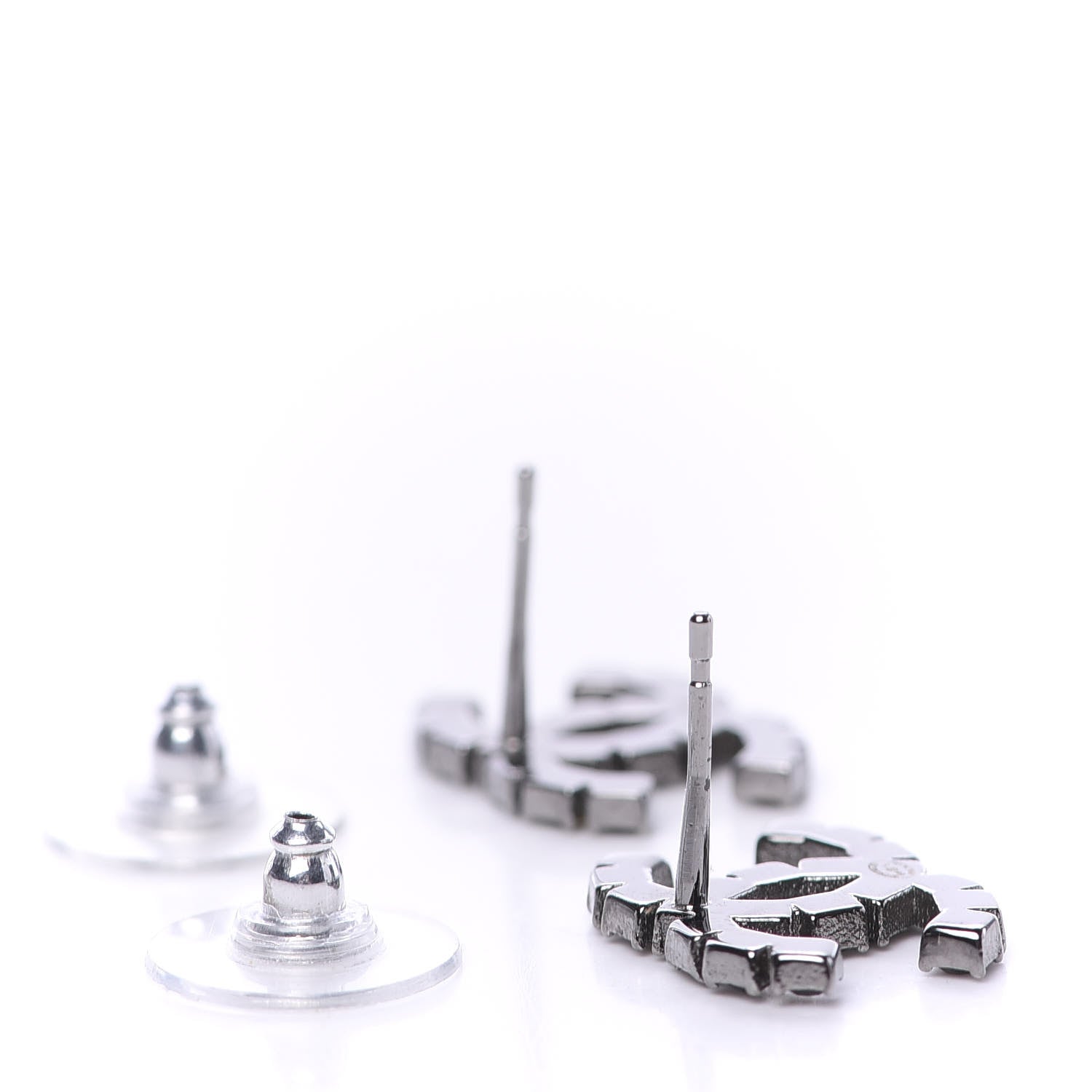 Chanel Ruthenium Crystal CC Earrings Black 3 of 5