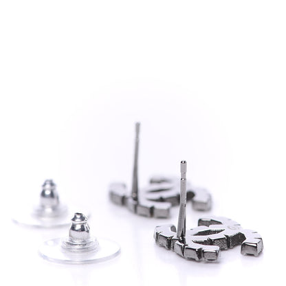 Chanel Ruthenium Crystal CC Earrings Black 3 of 5