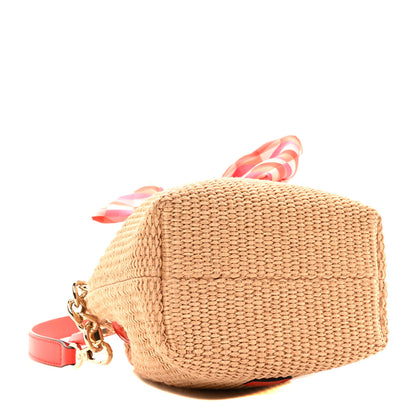 Jimmy Choo Raffia Bon Bon Bow Bucket Bag Natural Paprika 4 of 10