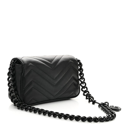 Gucci Calfskin Matelasse Monochrome GG Marmont Chain Belt Bag Black 3 of 10