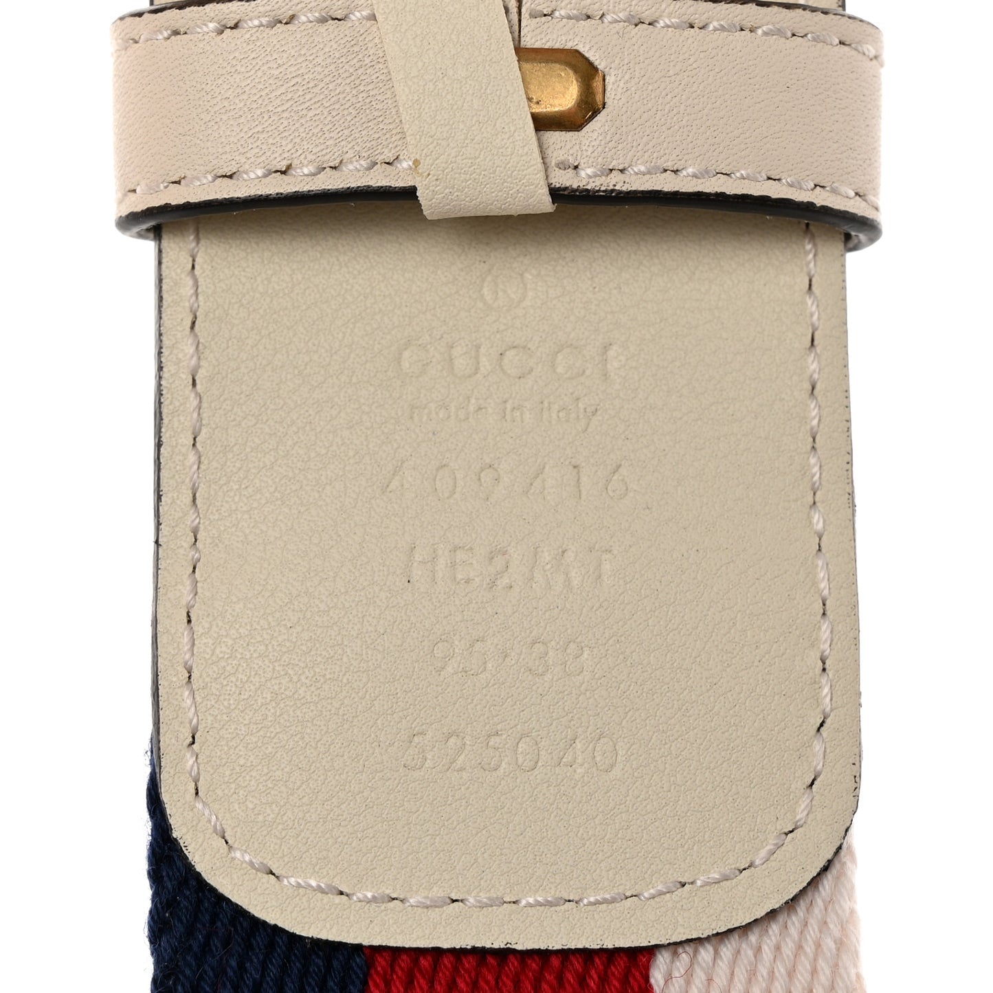 Nylon Calfskin Sylvie Web Double G 40mm Belt 95 38 Mystic White Hibiscus Red Maritime