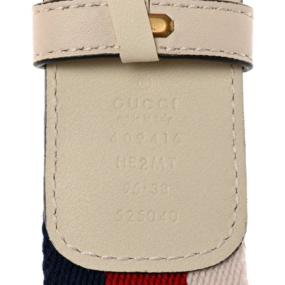 Gucci Nylon Calfskin Sylvie Web Double G 40mm Belt 95 38 Mystic White Hibiscus Red Maritime 5 of 8