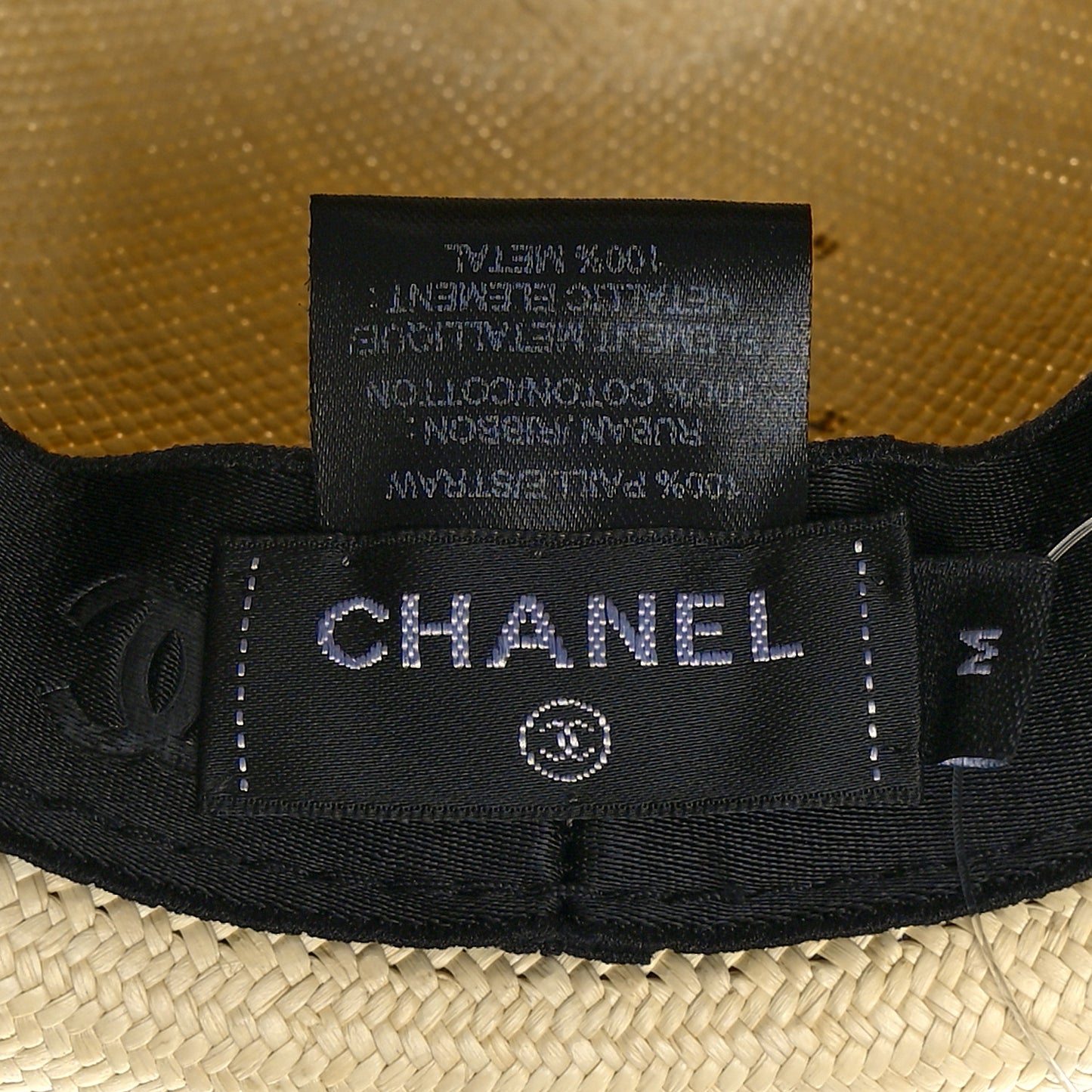 Straw CC Fedora Hat M Beige