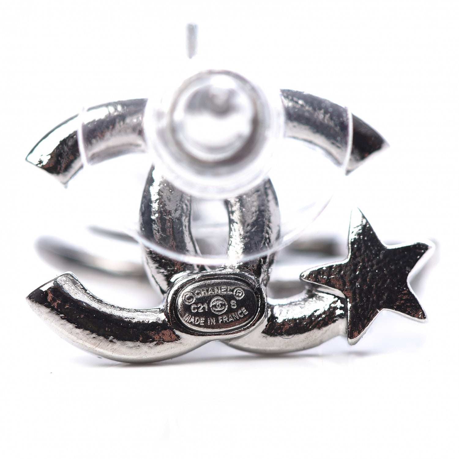 Chanel Crystal CC Starfall Earrings Silver 4 of 5